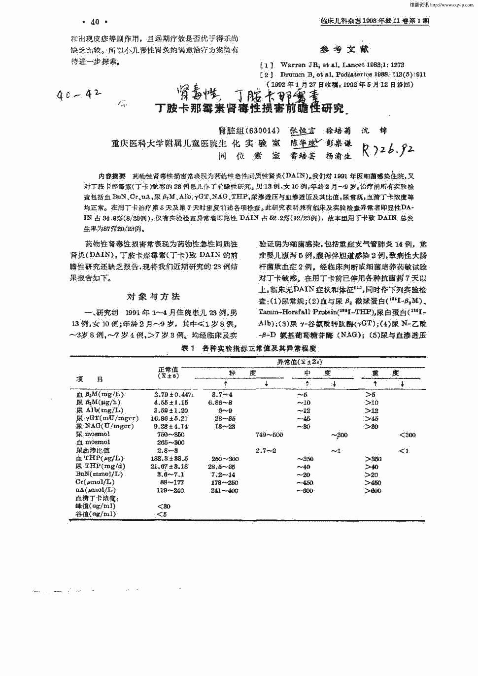 期刊丁胺卡那霉素肾毒性损害前瞻性研究被引量:10         药物性肾