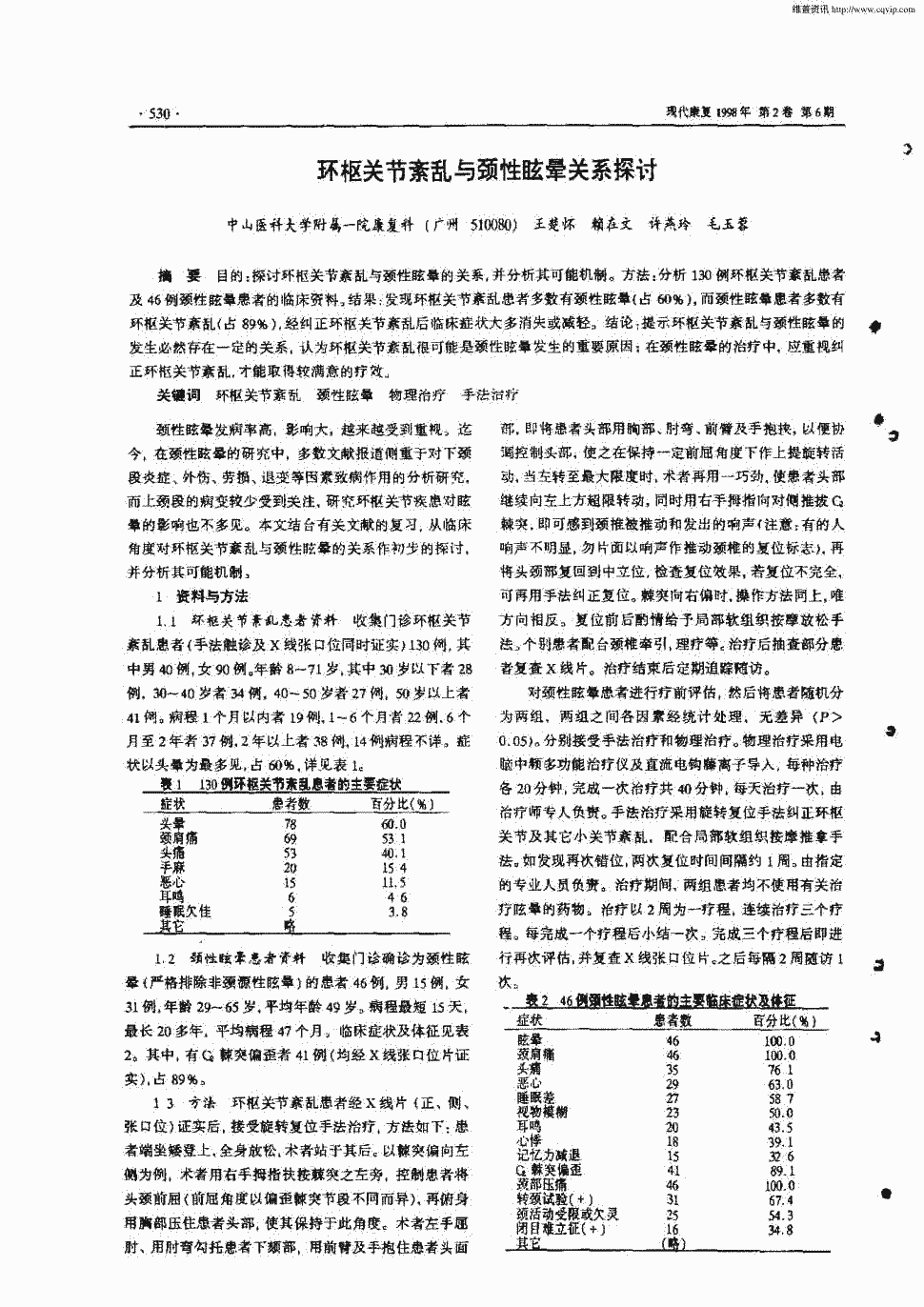 《现代康复》1998年第6期 530-532,共3页王楚怀赖在文许燕玲毛玉蓉