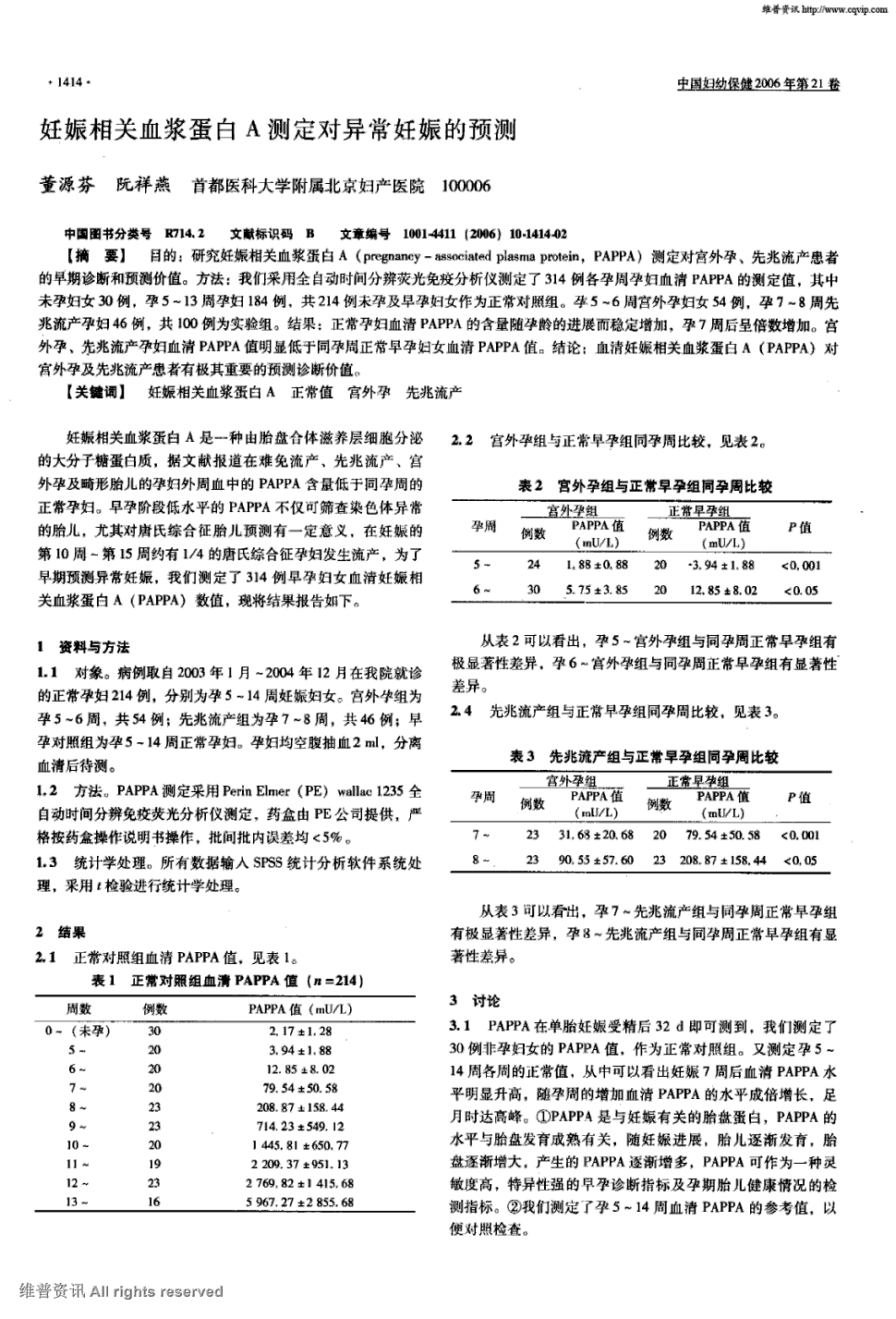 期刊妊娠相关血浆蛋白a测定对异常妊娠的预测被引量:8    目的:研究