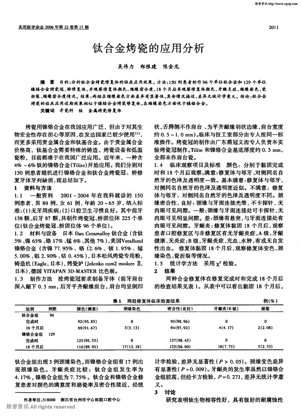 《实用医学杂志》2006年第17期 2011-2012,共2页吴伟力郑根建陈金龙