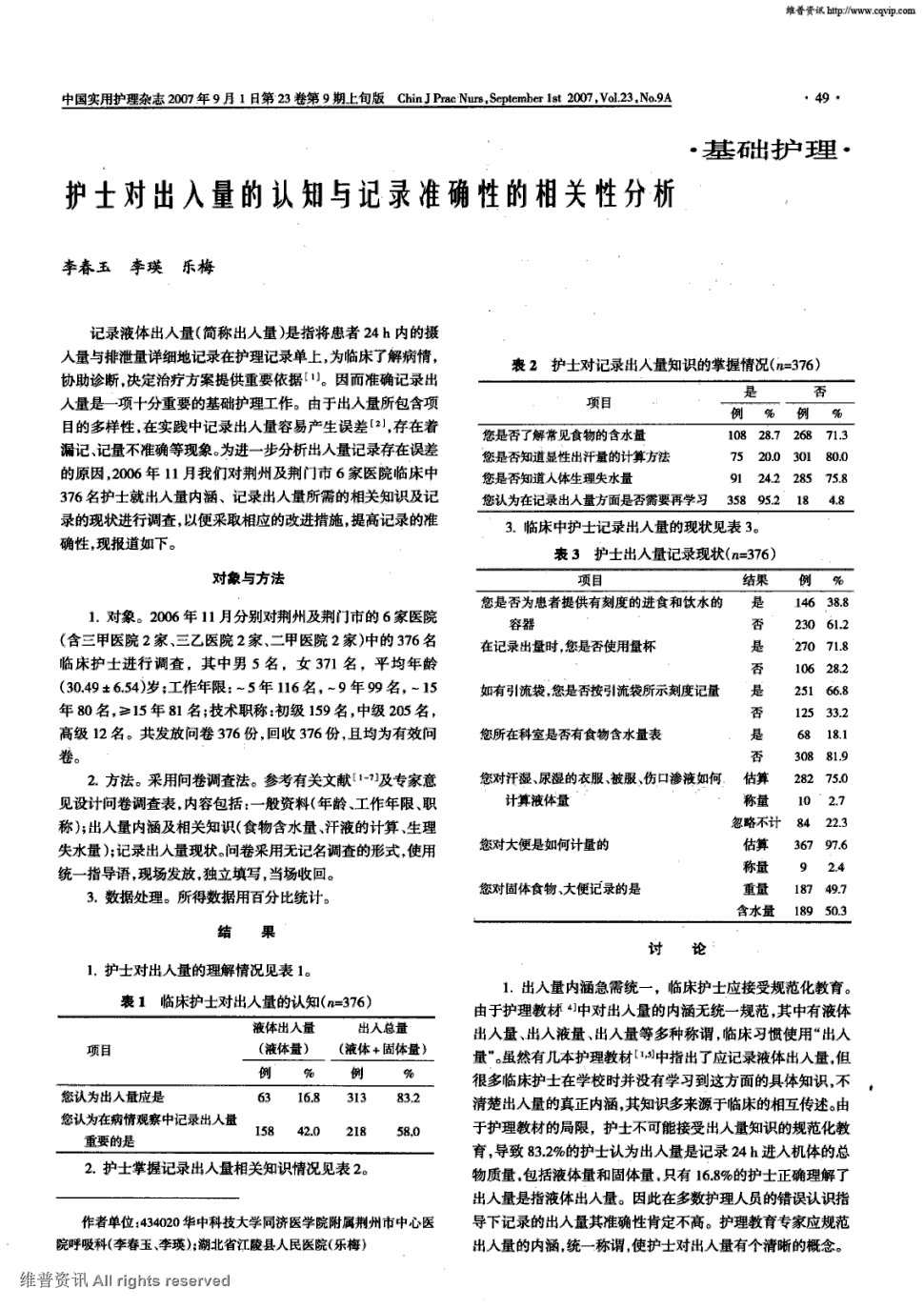 护理记录单