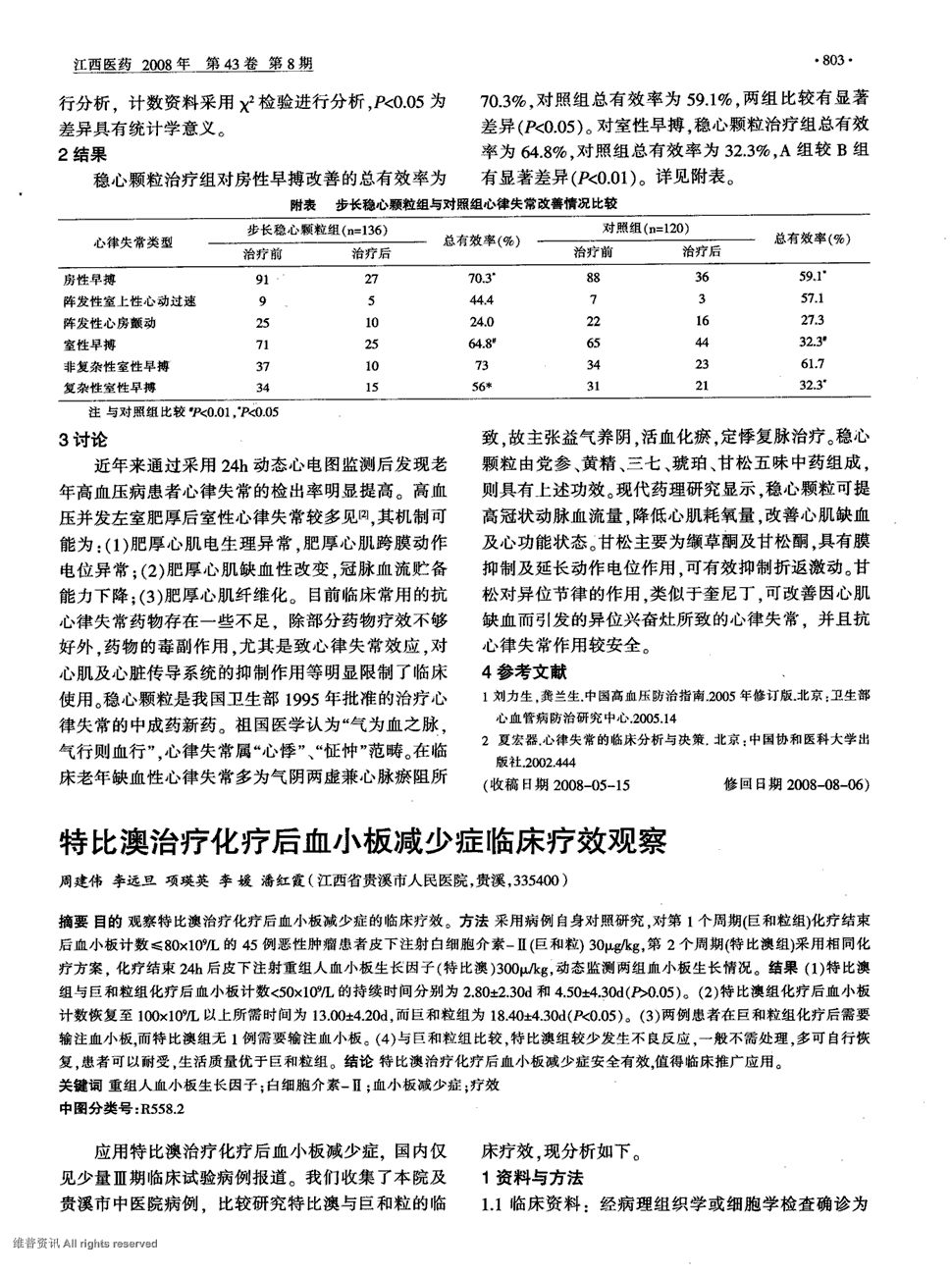 期刊特比澳治疗化疗后血小板减少症临床疗效观察被引量:2       目的