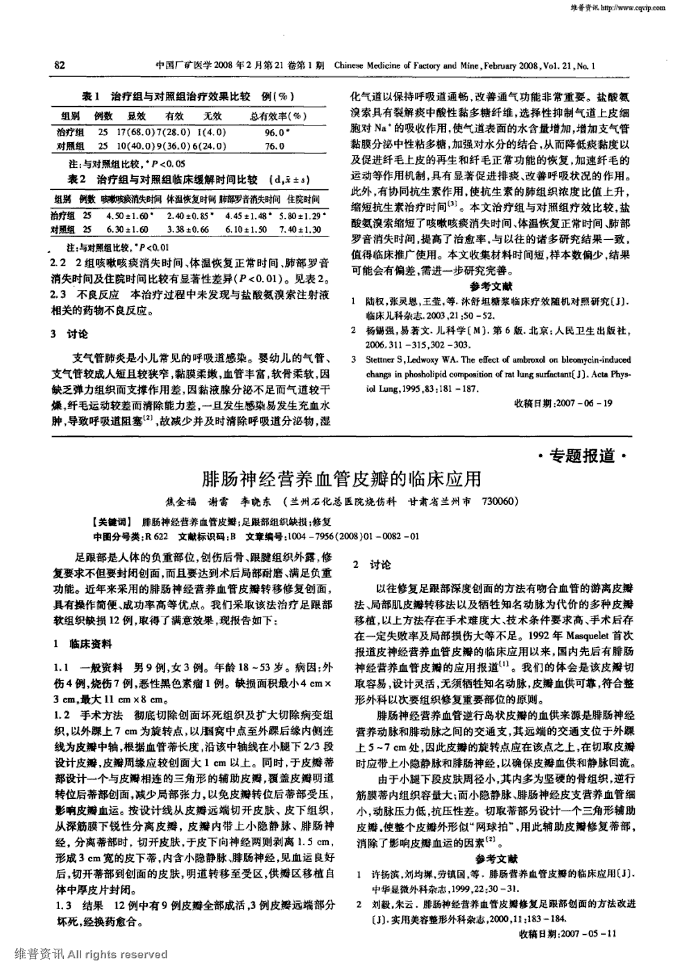 期刊腓肠神经营养血管皮瓣的临床应用被引量:2     足跟部是人体的