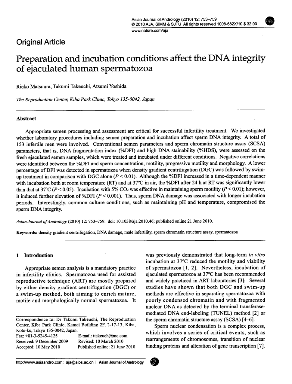 conditionsaffectthednaintegrityofejaculatedhumanspermatozoa