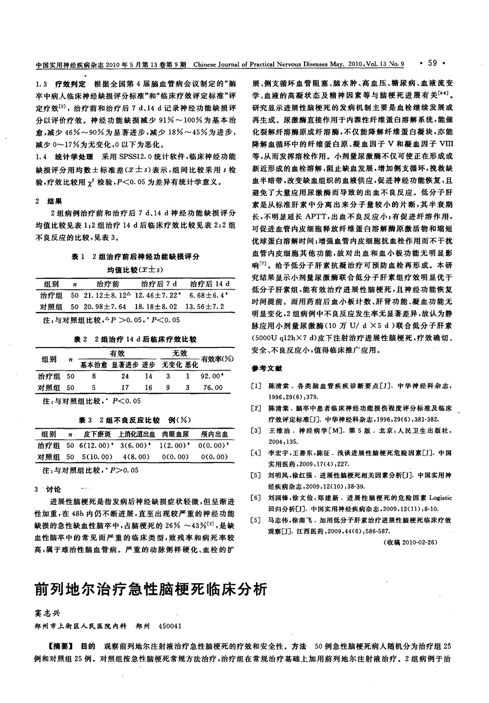 《中国实用神经疾病杂志》2010年第9期 59-61,共3页窦志兴