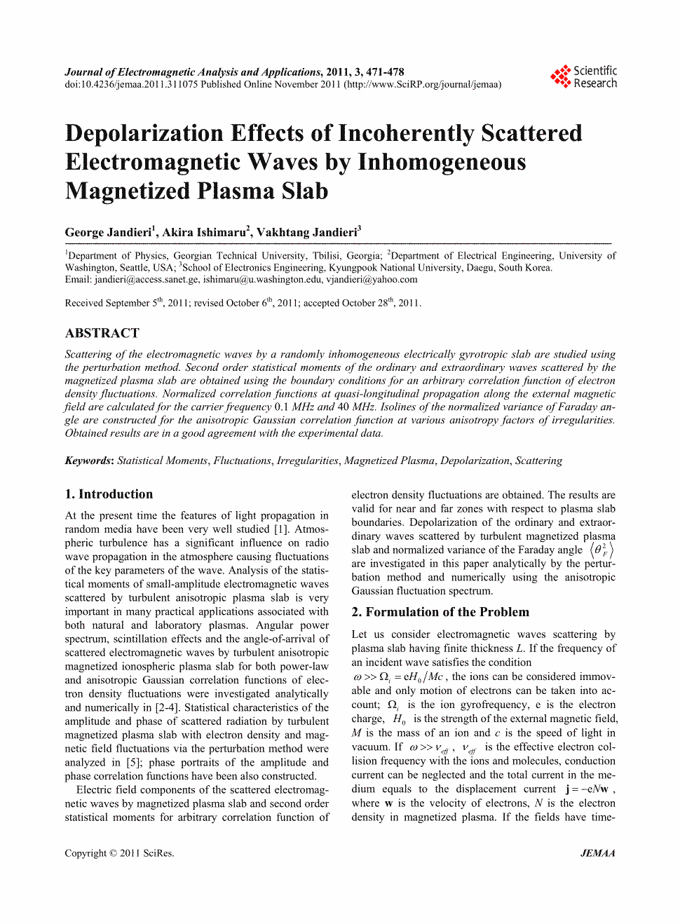 期刊depolarizationeffectsofincoherentlyscatteredelectromagnetic