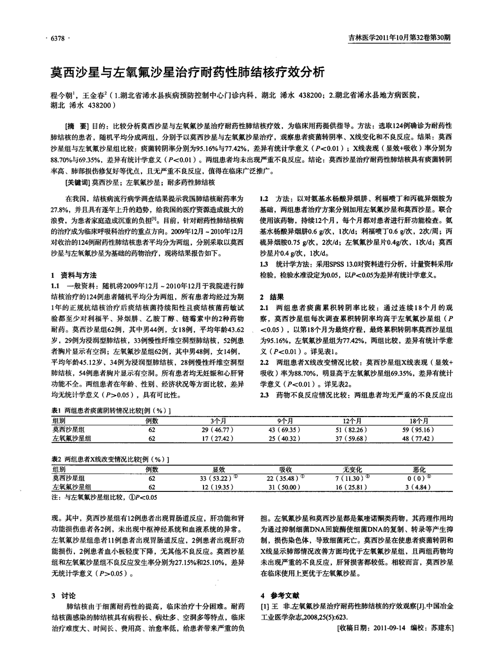 《吉林医学》2011年第30期 6378,共1页程今朝王金春