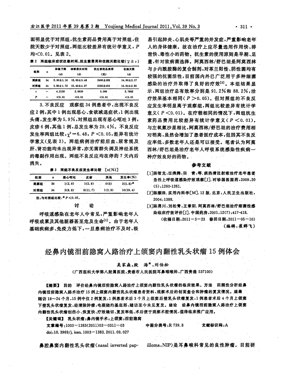 期刊经鼻内镜泪前隐窝入路治疗上颌窦内翻性乳头状瘤15例体会被引量