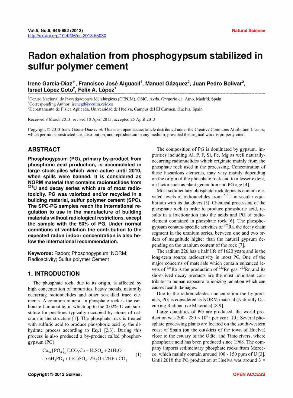 期刊radonexhalationfromphosphogypsumstabilizedinsulfurpolymer