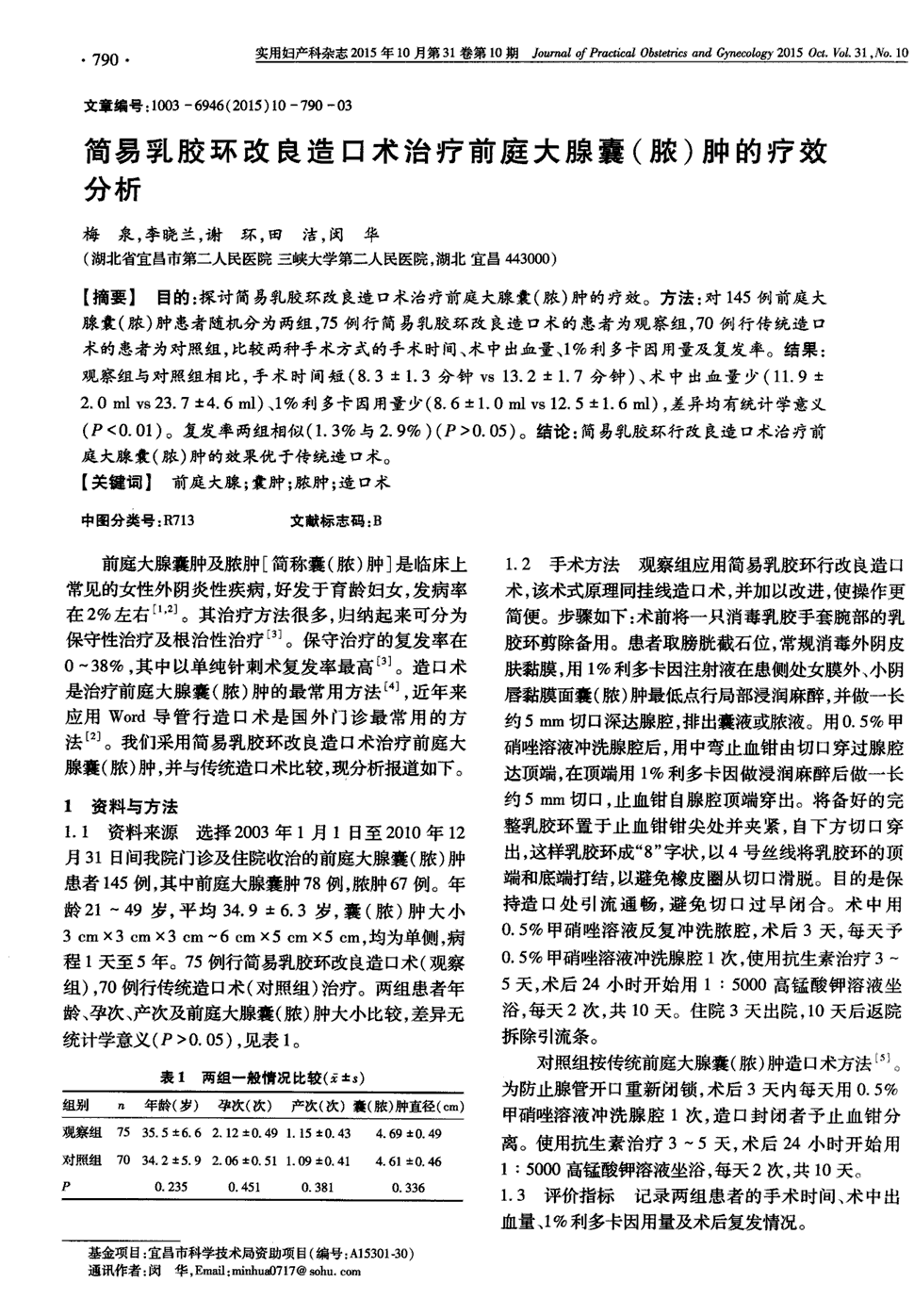 期刊简易乳胶环改良造口术治疗前庭大腺囊(脓)肿的疗效分析被引量:3