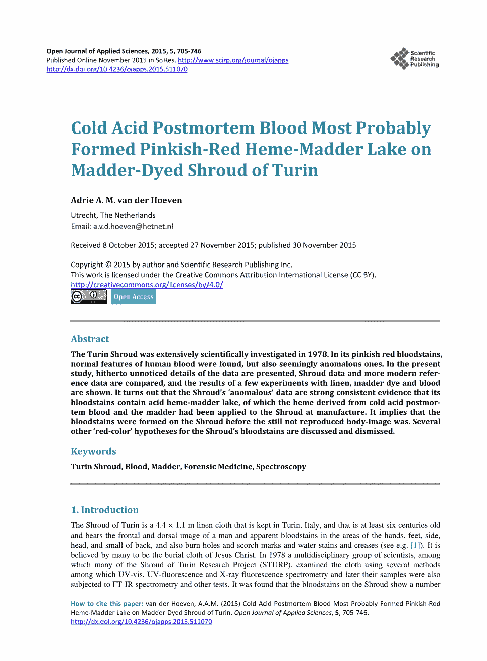 blood most probably formed pinkish-red heme-madder lake on