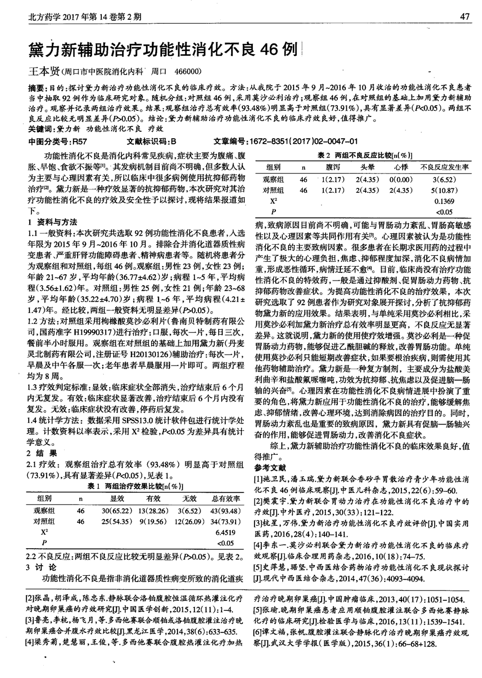 期刊黛力新辅助治疗功能性消化不良46例被引量:1   目的:探讨黛力新