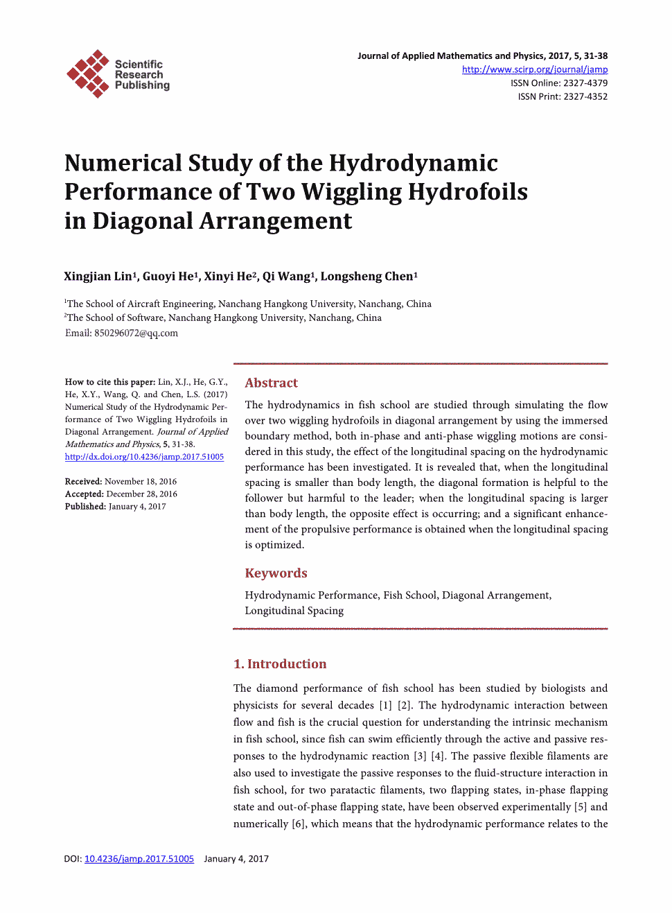 期刊numericalstudyofthehydrodynamicperformanceoftwowiggling
