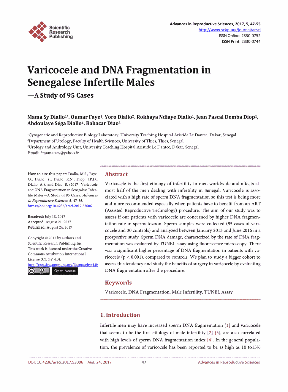 期刊varicoceleanddnafragmentationinsenegaleseinfertilemales—a