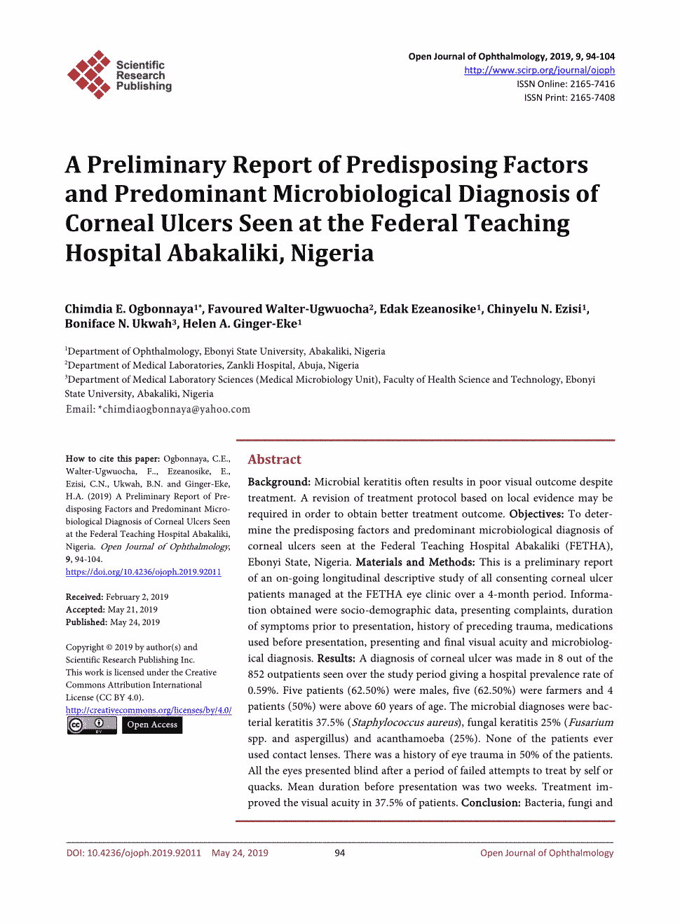 期刊apreliminaryreportofpredisposingfactorsandpredominant