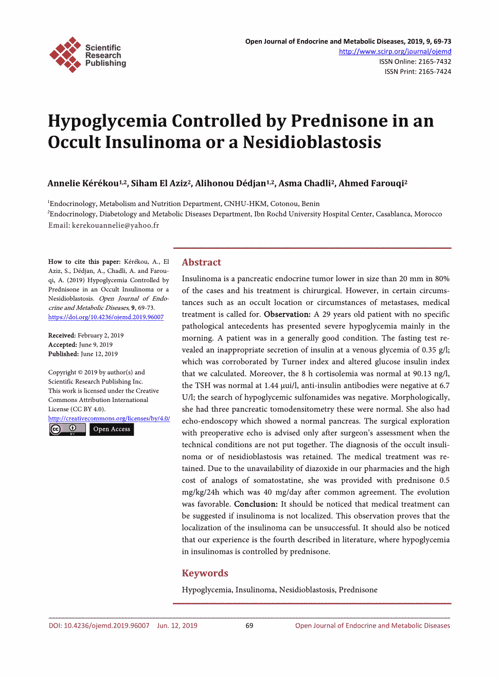 期刊hypoglycemiacontrolledbyprednisoneinanoccultinsulinomaorane