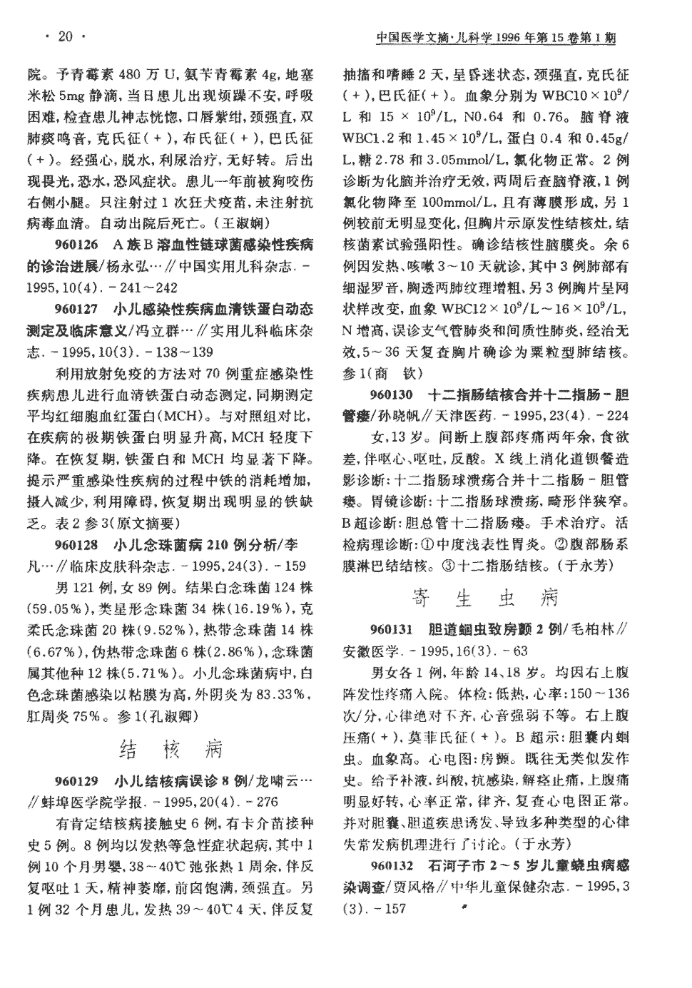 《中国中西医结合儿科学》1996年第1期20